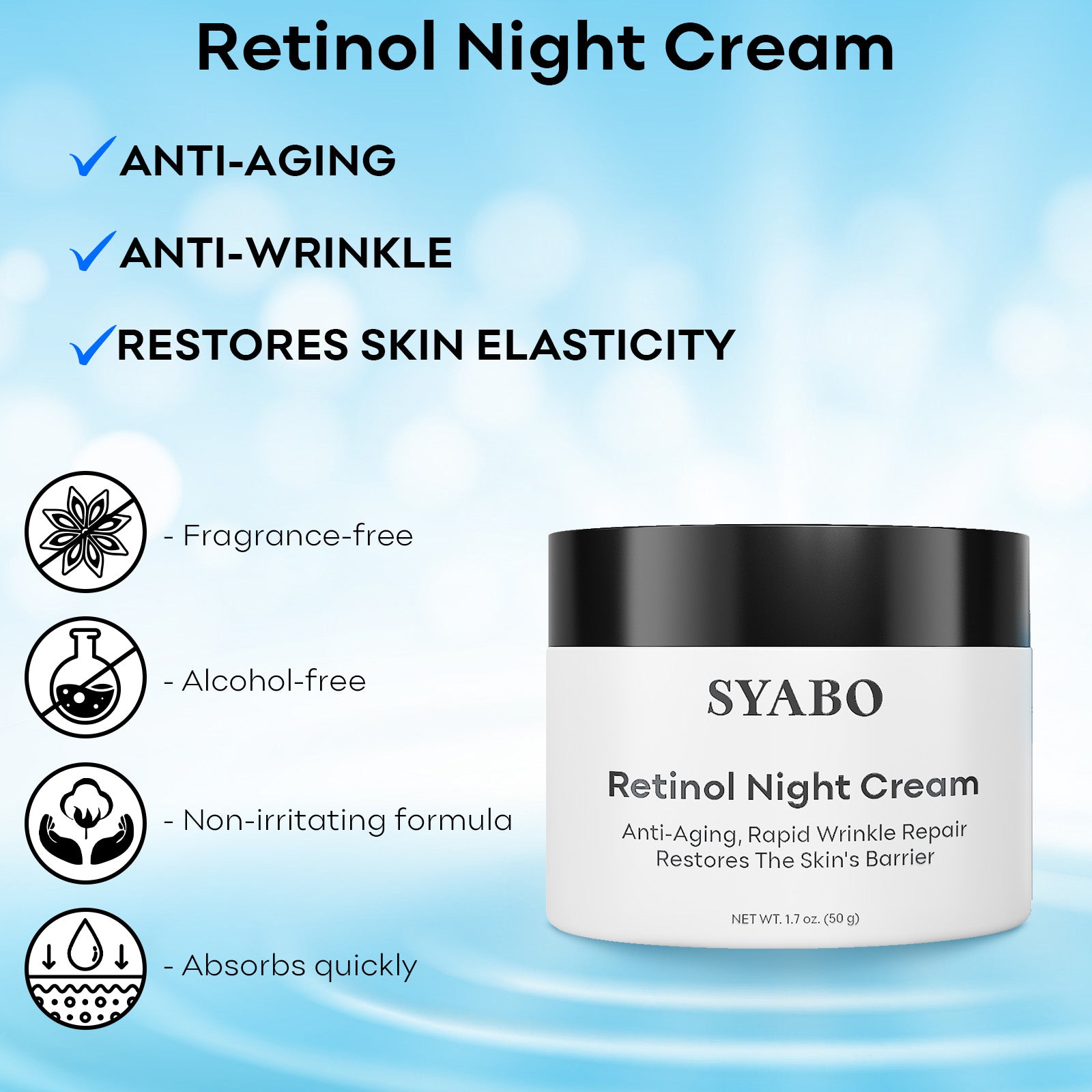 SYABO Anti-Wrinkle Night Cream, Retinol Facial Night Cream